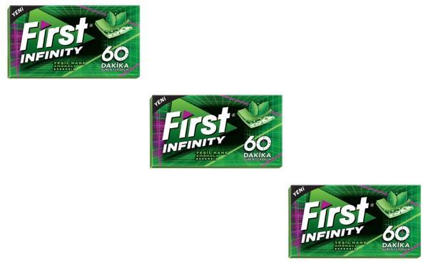 First 60 Dk Infinity Yeşil Nane Aromalı Şekersiz Tatlandırıcılı Sakız - 3'lü Paket - Image 1