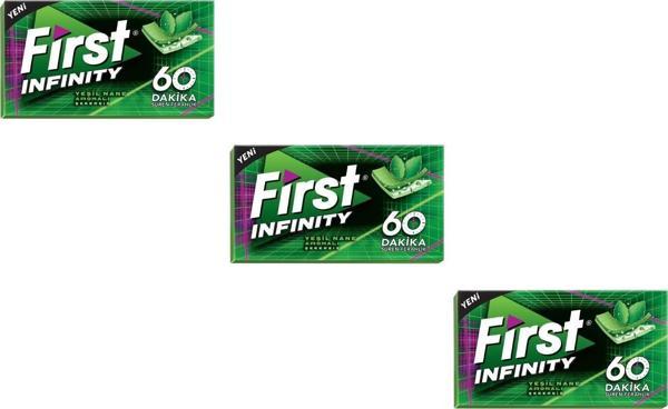 First 60 Dk Infinity Yeşil Nane Aromalı Şekersiz Tatlandırıcılı Sakız - 3'lü Paket - Image 1