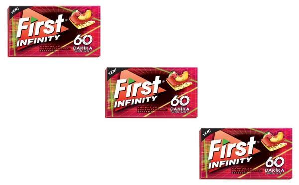 First 60 Dk Infinity Karpuz & Şeftali Aromalı Şekersiz Tatlandırıcılı Sakız - 3'lü Paket - Image 1