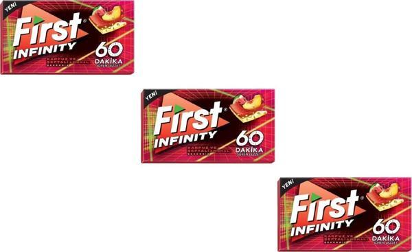 First 60 Dk Infinity Karpuz & Şeftali Aromalı Şekersiz Tatlandırıcılı Sakız - 3'lü Paket - Image 1