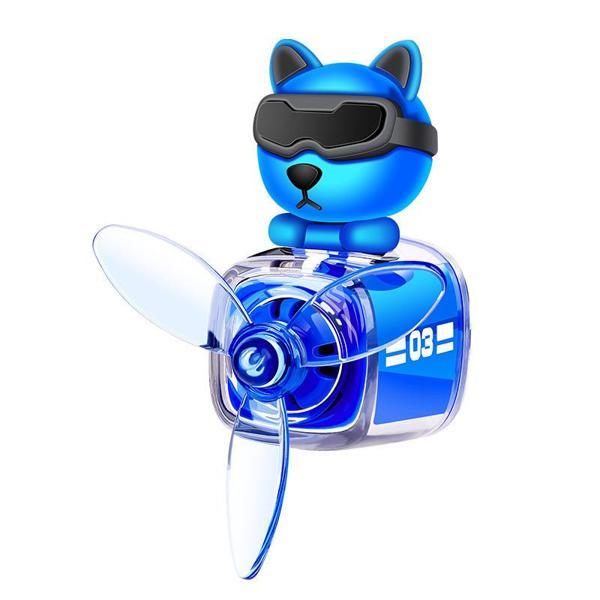 Pervaneli Klima Süsü Oto Koku Klipsi Mavi Pilot Kedi Hava Ferahlatıcı Maskot - Image 1