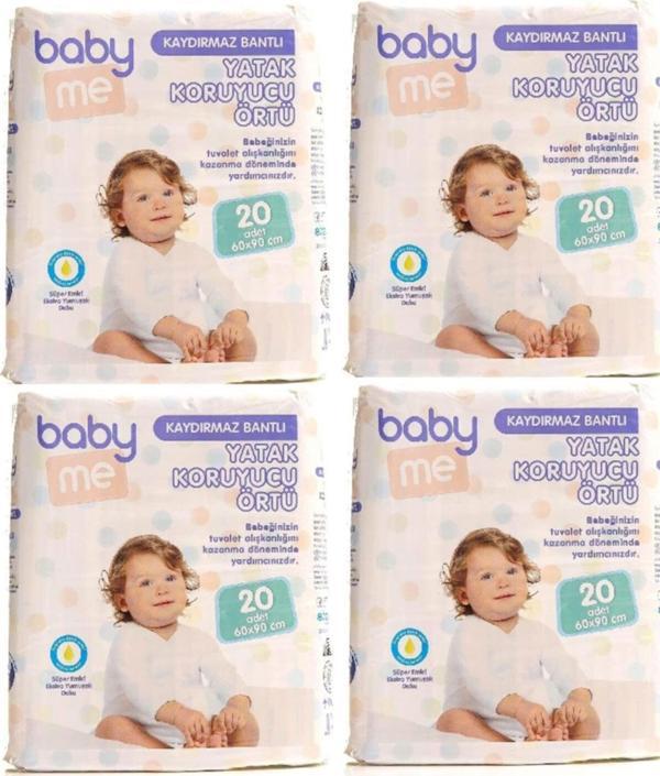 Baby&Me Kaydırmaz Bantlı 20 Adet 60X90 Cm Yatak Koruyucu Örtü X 4 Adet - Image 1