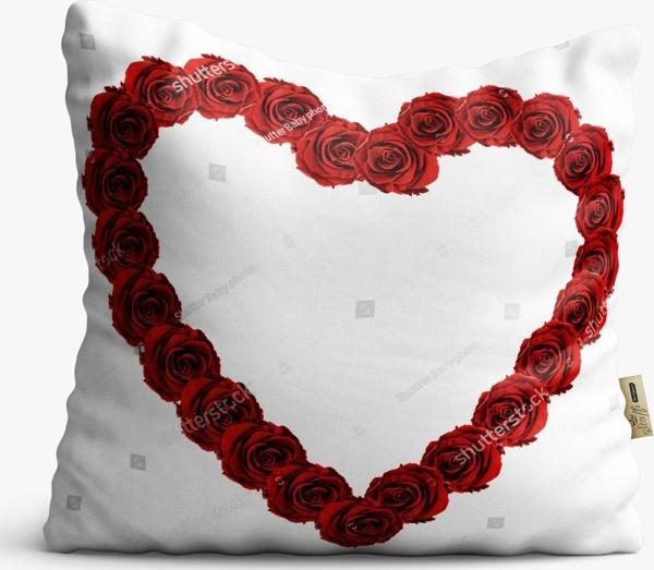 Kırlent Kılıfı 42x42cm Dekoratif Kırlent Yastık Kılıfı Kalpli Tasarım Modeli Lv 44 - Image 1