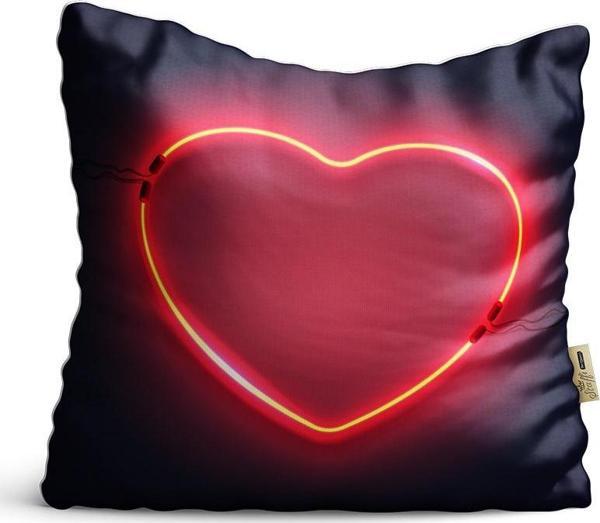 Kırlent Kılıfı 42x42cm Dekoratif Kırlent Yastık Kılıfı Neon Kalpli Modeli Lv 33 - Image 1