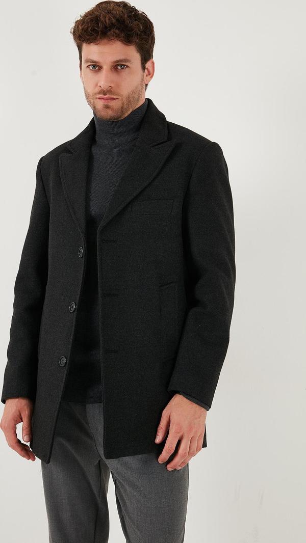 Buratti Slim Fit Apaş Yaka Astarlı Kaşe Erkek Kaban 584K1217 FÜME - Image 1