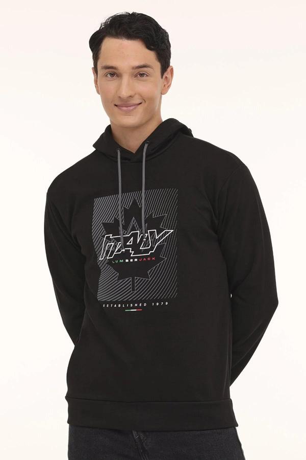 Lumberjack Baskılı Regular Fit Kapüşonlu Erkek Sweat 17SD1047 4PR SİYAH - Image 1