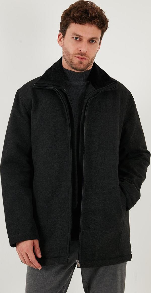 Buratti Slim Fit Çıkarılabilir Tüylü Yaka Detaylı Astarlı Kaşe Erkek Kaban 58400217 FÜME - Image 1