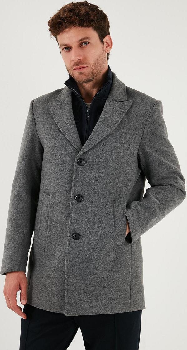 Buratti Slim Fit Apaş Yaka Astarlı Kaşe Erkek Kaban 584K1217 AÇIK GRİ - Image 1