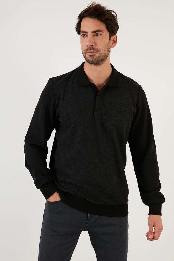Buratti Pamuklu Regular Fit Polo Yaka Erkek Sweat 5905040 SİYAH - Image 1