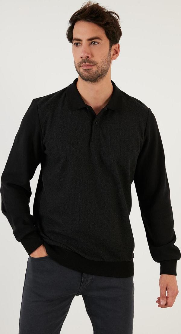 Buratti Pamuklu Regular Fit Polo Yaka Erkek Sweat 5905040 SİYAH - Image 1