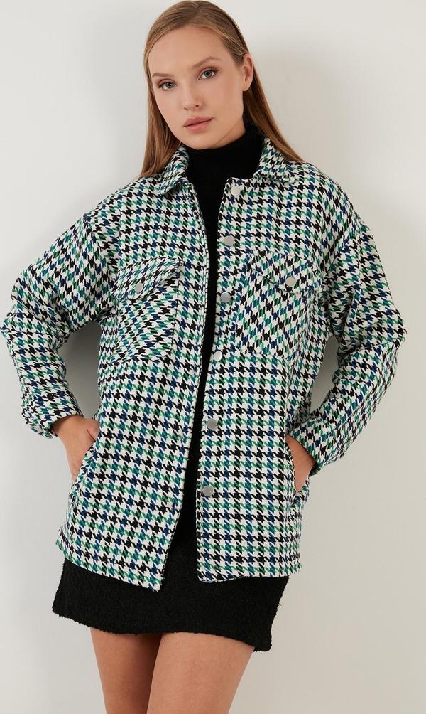 Lela Kareli Regular Fit Düğmeli Bayan Gömlek Ceket 42190497 BENETTON - Image 1