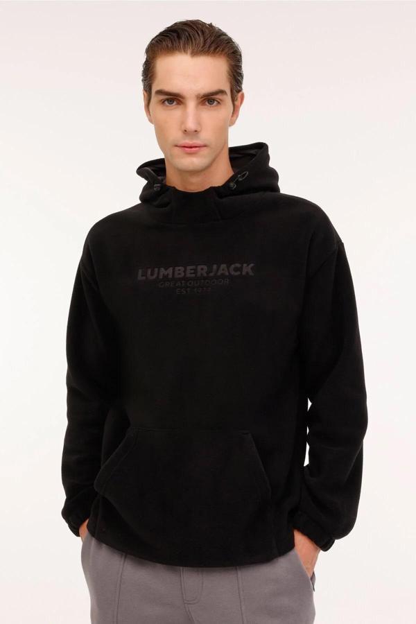Lumberjack Logolu Regular Fit Kapüşonlu Erkek Sweat 17IH-02 4PR SİYAH - Image 1