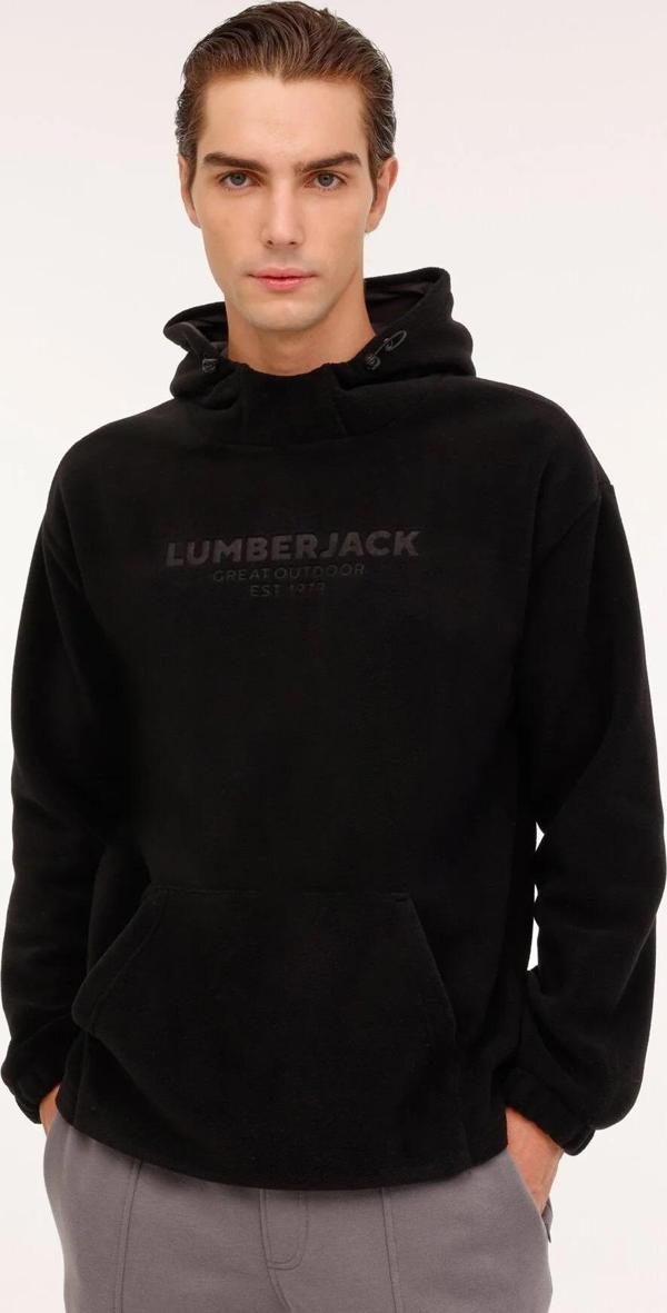 Lumberjack Logolu Regular Fit Kapüşonlu Erkek Sweat 17IH-02 4PR SİYAH - Image 1