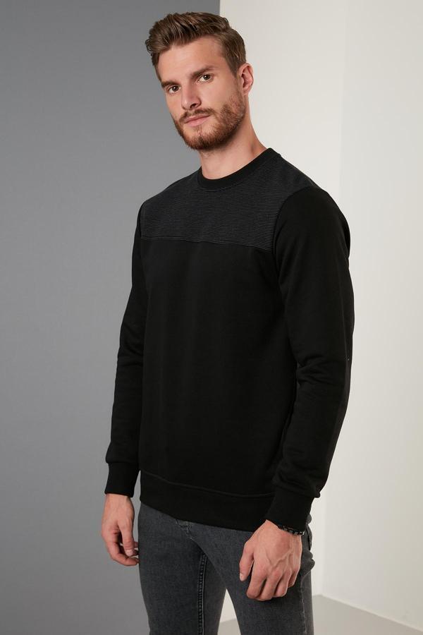 Buratti Pamuklu Bisiklet Yaka Slim Fit Erkek Sweat 5905033 SİYAH - Image 1