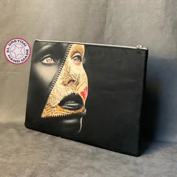 Uretti - Mehtap 4435 Pop Art Desenli Clutch Çanta - Siyah - Image 1