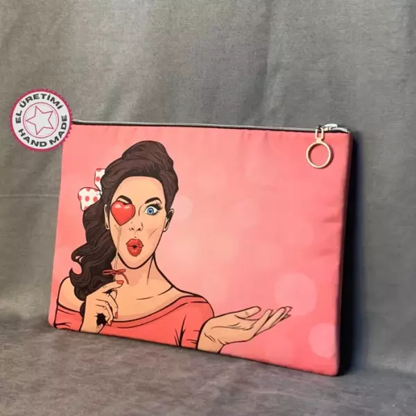 Uretti - Mehtap 4435 Pop Art Desenli Clutch Çanta - Pembe - Image 1