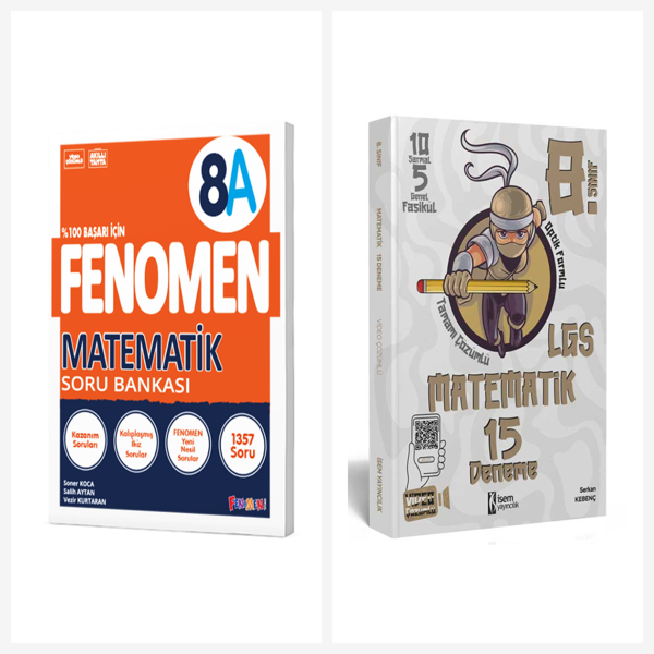 Fenomen 8. Sınıf Matematik A Soru Bankası + İsem 15 Deneme Seti 2 Kitap Fenomen Yayınları - Bi bigelio - Image 1