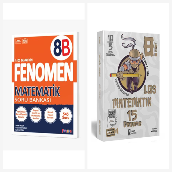 Fenomen 8. Sınıf Matematik B Soru Bankası + İsem 15 Deneme Seti 2 Kitap Fenomen Yayınları - Bi bigelio - Image 1