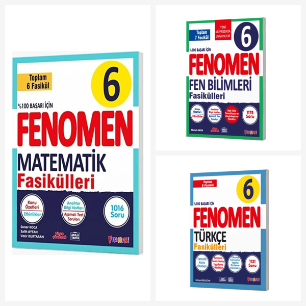 Fenomen 6. Sınıf Matematik + Fen + Türkçe Fasikülleri Seti 3 Kitap Fenomen Yayınları - Bi bigelio - Image 1