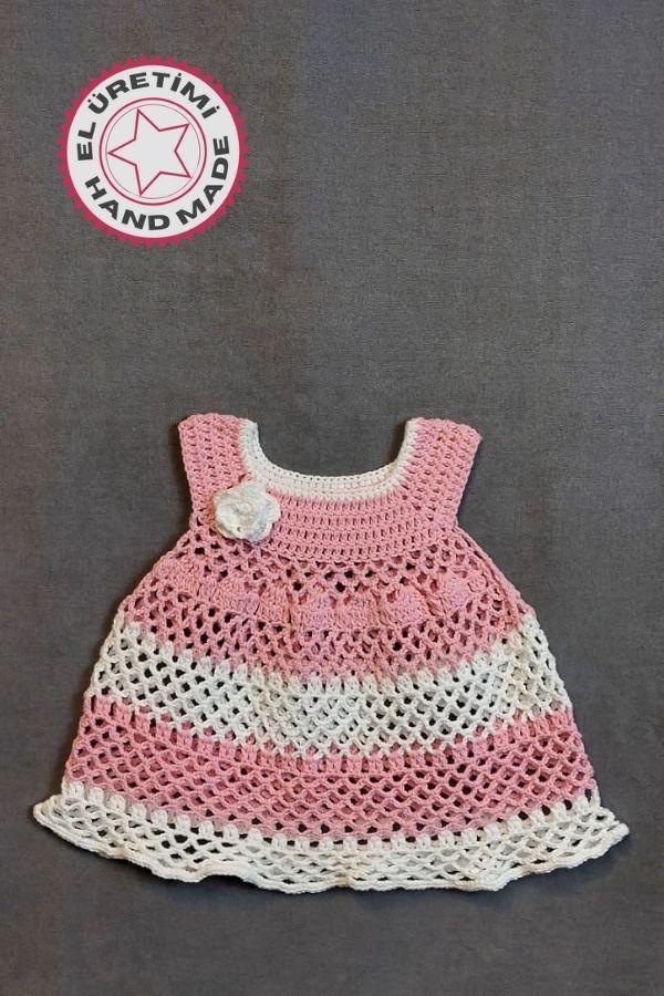 Uretti - Talia 8659 6059 El Örgüsü Koton İp Kız Çocuk Elbise - 2 Yaş / Pembe - Image 1