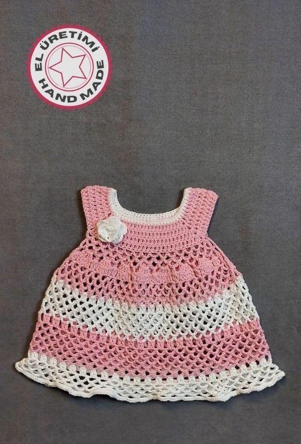 Uretti - Talia 8659 6059 El Örgüsü Koton İp Kız Çocuk Elbise - 2 Yaş / Pembe - Image 1