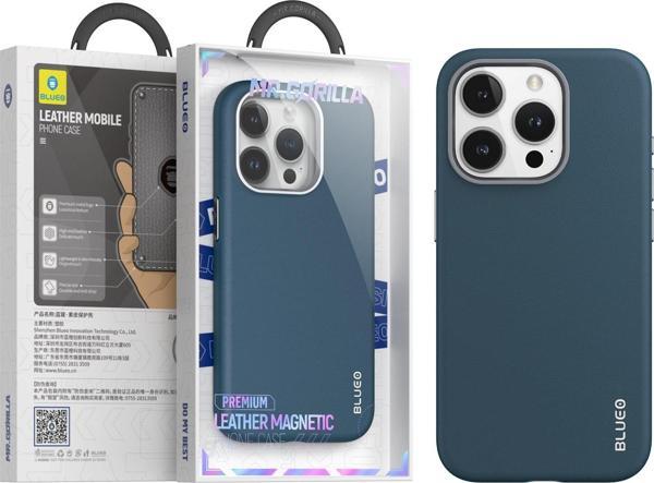 iPhone 15 Pro Max Uyumlu Deri Premium Magsafe Kılıf Lacivert - Image 1