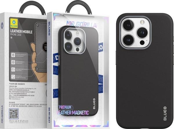 iPhone 15 Pro Max Uyumlu Deri Premium Magsafe Kılıf Siyah - Image 1