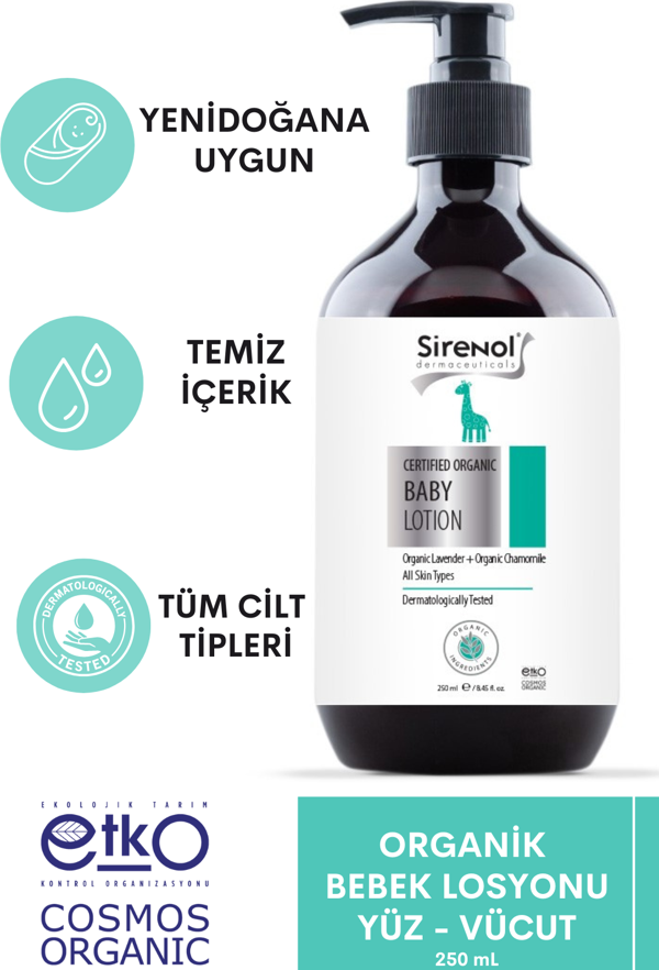 Sirenol Organik Bebek Losyonu - Yenidoğan 250 mL - Image 1