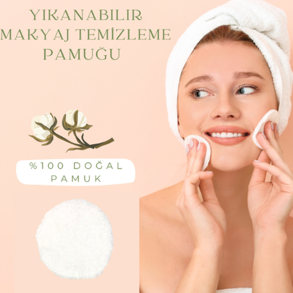 Yıkanabilir Makyaj Temizleme Pamuğu %100 Pamuk (Tek Adet) - Image 1