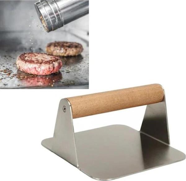 Özbir Çelik Smash Burger Hamburger Presi 12 Cm Kare 304 Kalite - Image 1