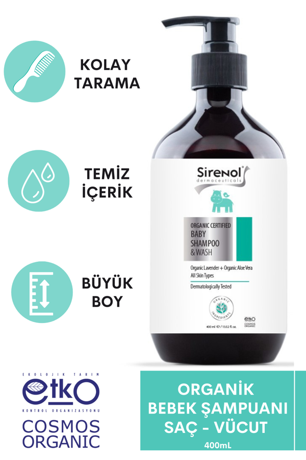 Sirenol Organik Bebek Saç Vücut Şampuanı 400 mL - Image 1