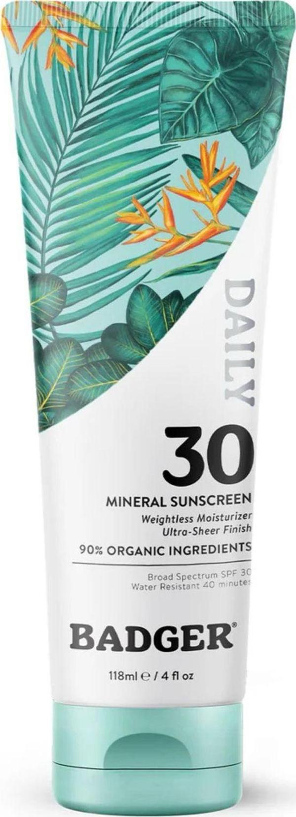 Badger Daily Mineral Güneş Kremi SPF30 | Organik & Temiz İçerikli Fiziksel Koruyucu | Beyaz İz Bırakmaz | Yüz ve Vücut İ - Image 1