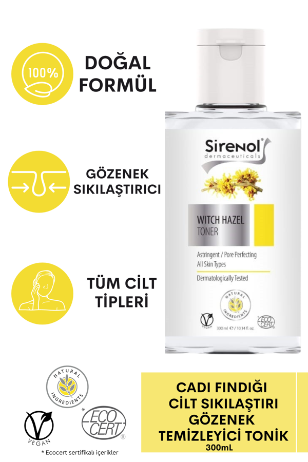 Sirenol Natural Cadı Fındığı Cilt Sıkılaştırıcı Gözenek Temizleyici Tonik 300 mL - Image 1