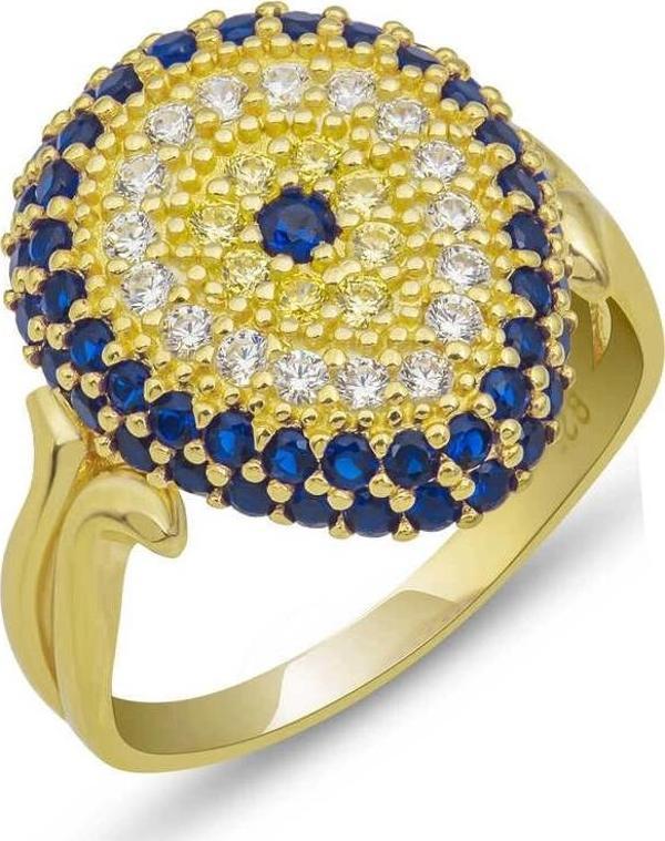 Supertrend Gümüş Gold Damla Nazarlı Kadın Yüzük - Image 1