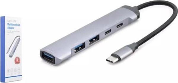 Hadron Hdx7041 Type-C Hub 5-Usb Gri - Image 1