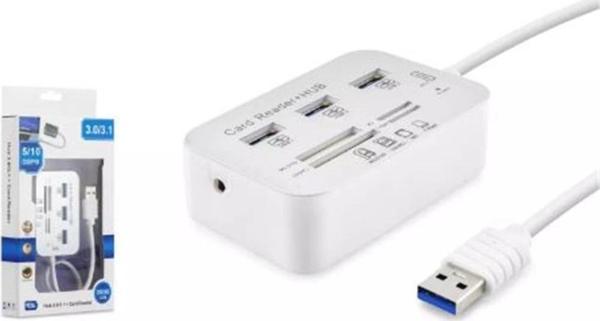 Hadron Hdx7028 Usb3.0 Hub Combo 3-Usb3.0 + Ms + Sd + M2 + Tf 20Cm Beyaz - Image 1