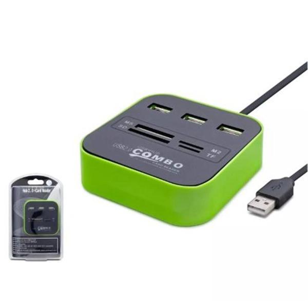 Hadron Hdx7006 Usb Hub Combo 3-Usb + Ms + Sd + M2 + Tf Yeşil - Image 1