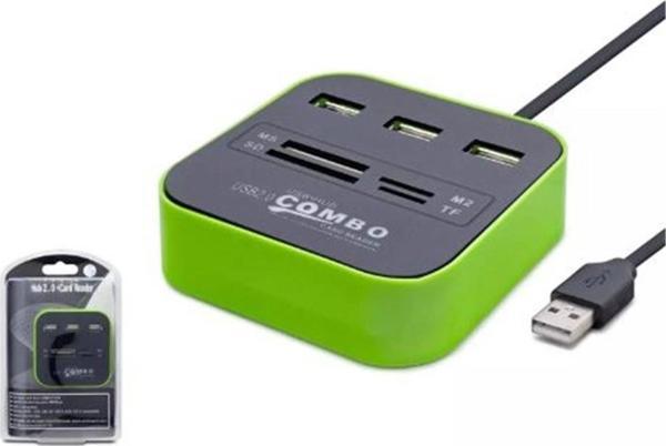Hadron Hdx7006 Usb Hub Combo 3-Usb + Ms + Sd + M2 + Tf Yeşil - Image 1