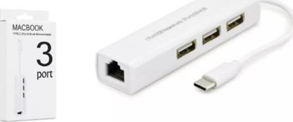 Hadron Hdx7007 Type-C Hub Combo 3-Usb + Lan Beyaz (Macbook) - Image 1