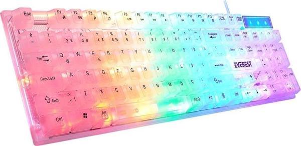 Everest KB-24 Beyaz Rainbow Q Membrane Oyuncu Klavyesi - Image 1