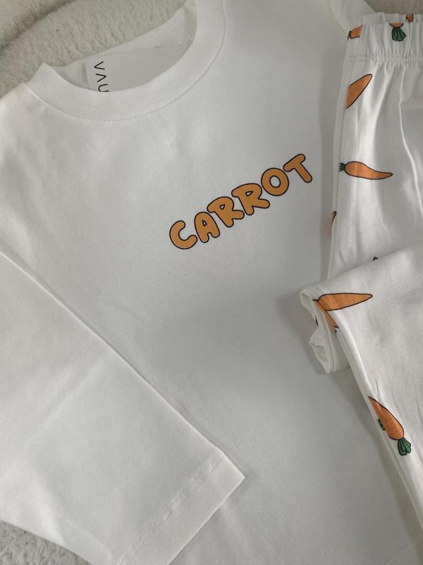 Carrot Baskılı Erkek Çocuk Pijama Takımı – Havuç Desenli - Image 1