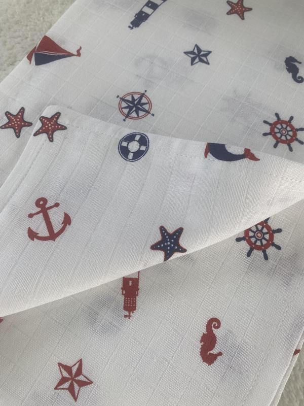 80 x 90 Unisex Bebek Battaniyesi – Deniz Temalı Müslin - Image 1
