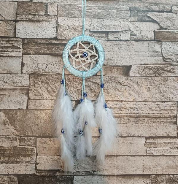Düş Kapanı Araba Dikiz Ayna Duvar Süsü Hand Made Dreamcatcher Rüya Kapanı   - Image 1