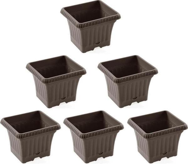 Omnipazar SO-OB00 Dekoratif Ova Balkon Saksı 2.2 lt Mocha 6 Adet - Image 1
