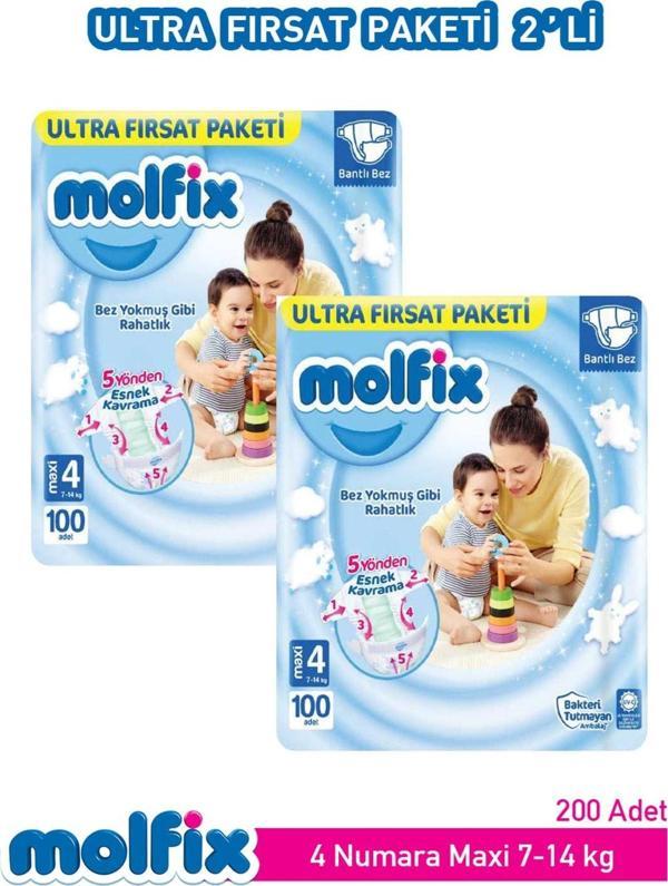 Molfix Bebek Bezi Ultra Fırsat Paketi Maxi 4 Numara 100 Adet X 2 Paket - Image 1