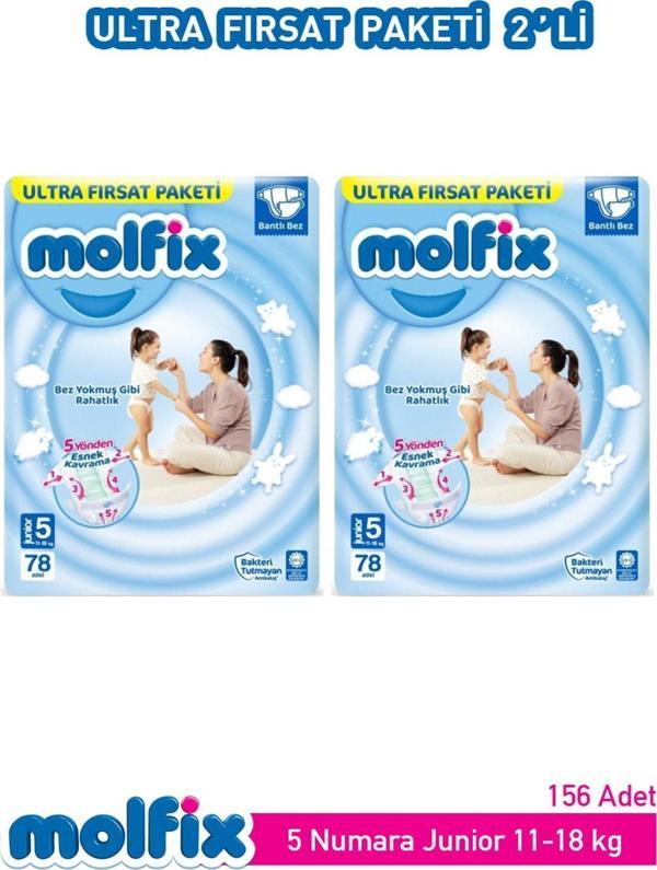 Molfix Bebek Bezi Ultra Fırsat Paketi Junior 5 Numara 78 Adet X 2 Paket - Image 1