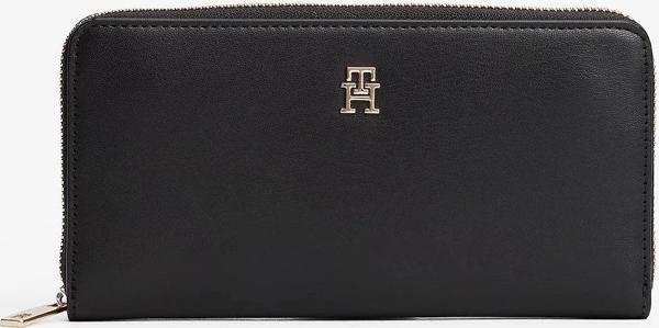 Tommy Hilfiger TH Icon Büyük Boy Fermuarlı Kadın Siyah Cüzdan AW0AW17744BDS - Image 1