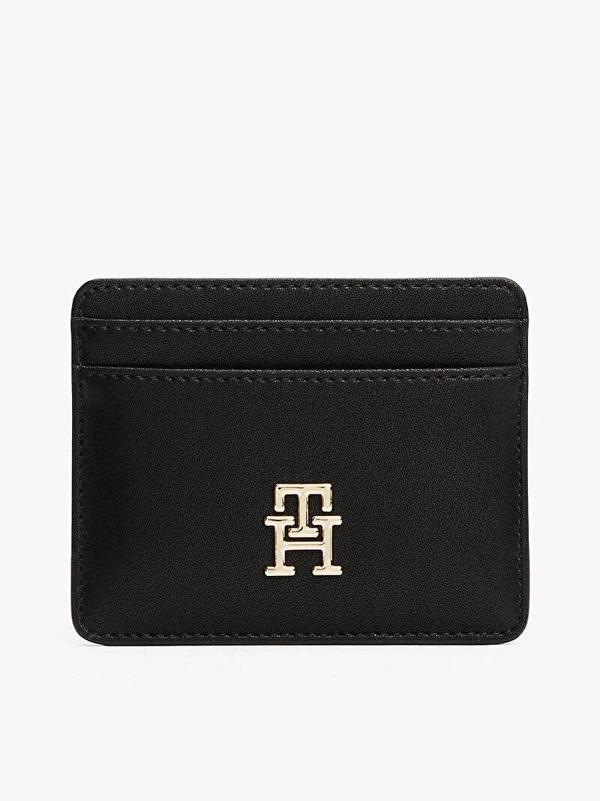 Tommy Hilfiger TH Icon Orta Boy Fermuarlı Monogram Kapaklı Kadın Siyah Cüzdan AW0AW17743BDS - Image 1