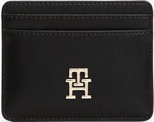 Tommy Hilfiger TH Icon Orta Boy Fermuarlı Monogram Kapaklı Kadın Siyah Cüzdan AW0AW17743BDS - Image 1