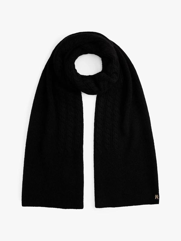 Tommy Hilfiger TH Elevated Chic Yumuşak Kadın Siyah Eşarp AW0AW17788BDS - Image 1
